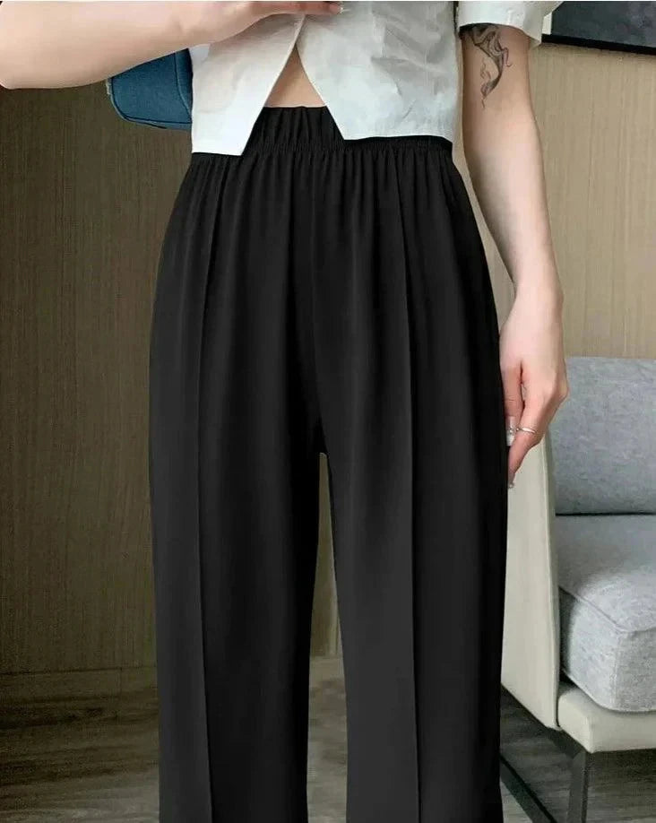 Calça Granphina™ Cós Alto Super Soltinha em Seda Gelo Calça Granphina MRL-123 Miralleve