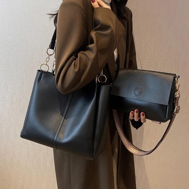 Conjunto de Bolsa de Ombro + Bolsa de Mão Marselha™ Moda Francesa Conjunto Bolsa MRL-136 Miralleve