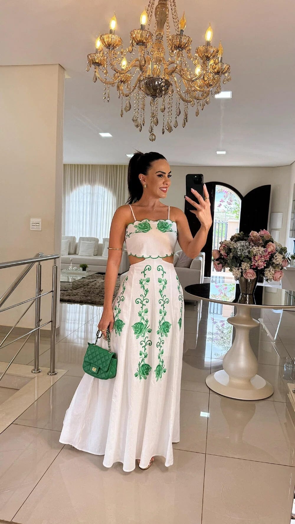 Vestido Flor de Jardim – Ecanto e Elegancia (Compre 1 Leve 2)🌸 Vestido Flor MRL-034 Miralleve Verde/Azul P
