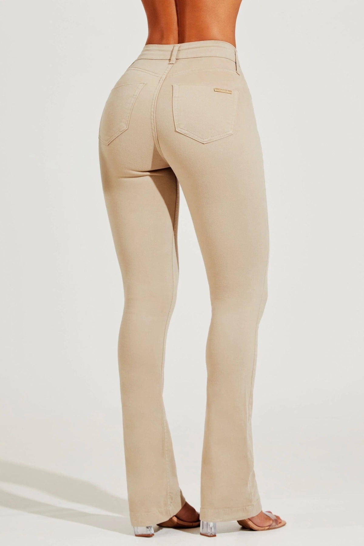 Calça Jeans Modeladora Boot Cut Nude Cós Médio Calça Jeans MRL-125 Miralleve 