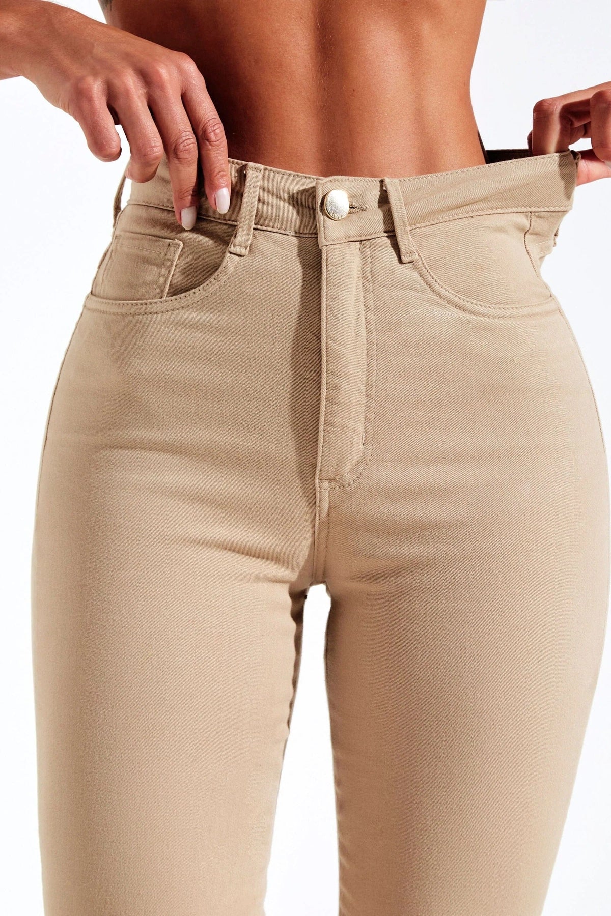 Calça Jeans Modeladora Nude Reta Cós Alto Calça Jeans MRL-127 Miralleve 