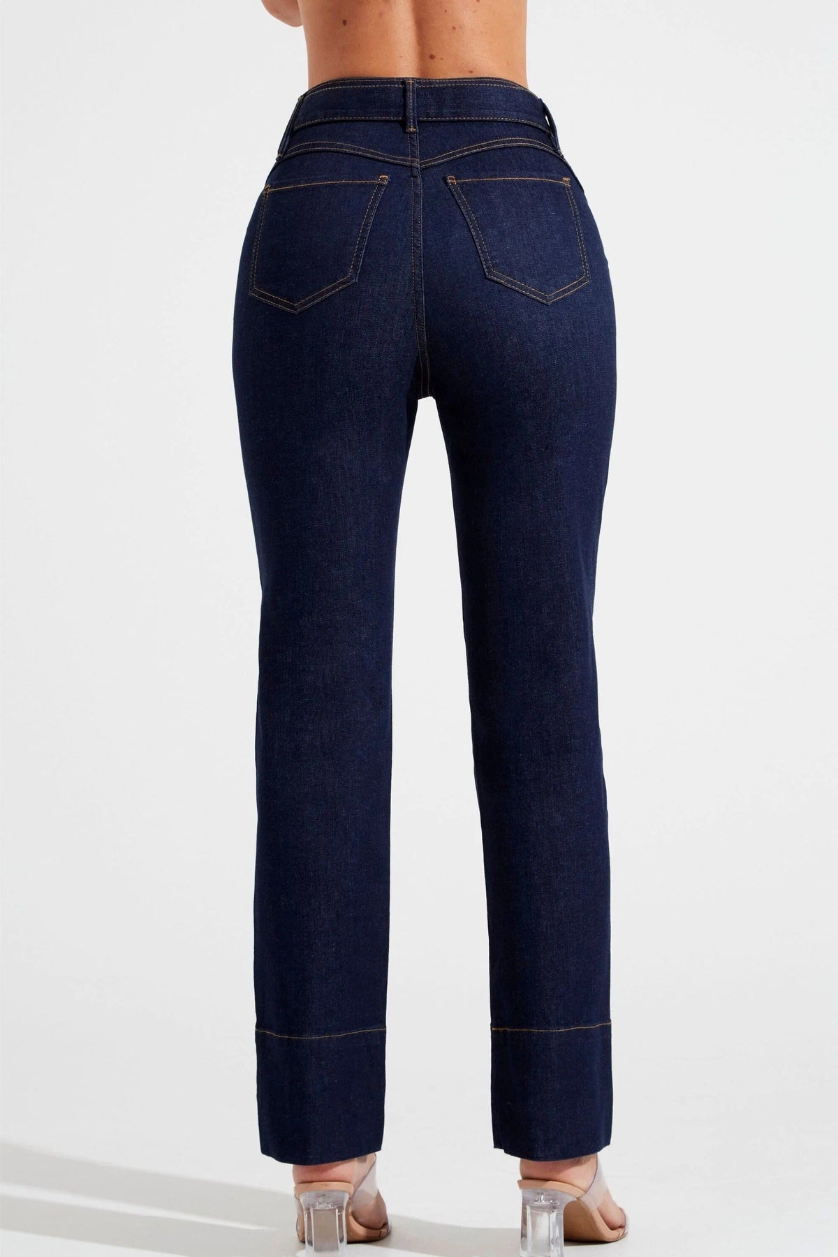 Calça Jeans de Rica Tecnológica Reta Cós Super Alto Calça Jeans MRL-120 Miralleve 