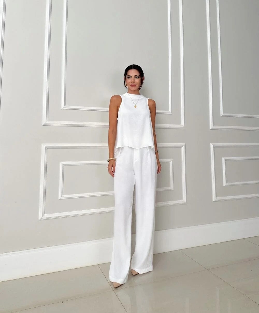 Conjunto Minimalista – Elegância e Conforto para um Estilo Sofisticado [COMPRE 1 LEVE 2] Conjunto Minimalista MRL-032 Miralleve Branco + Branco P 