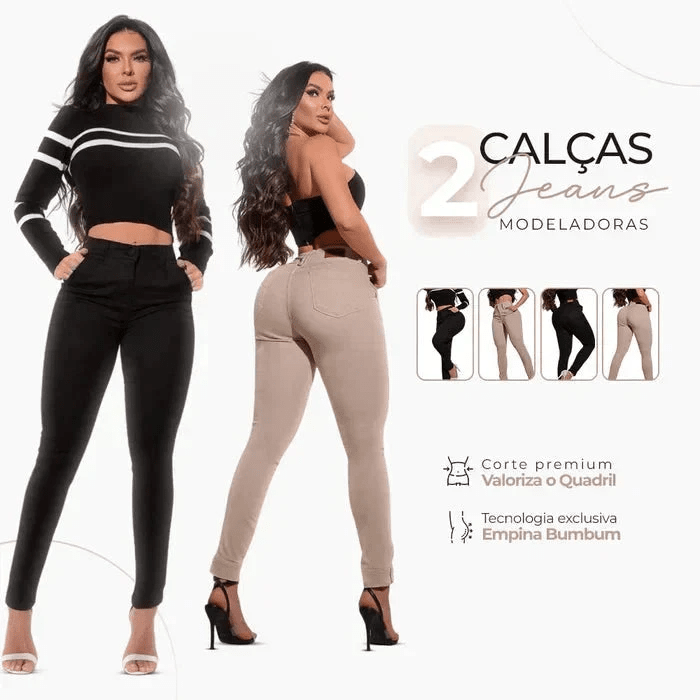 Calça Jeans Modeladora - Preto que Não Desbota [Compre 1 Leve 2] Calça Jeans Modeladora Miralleve 