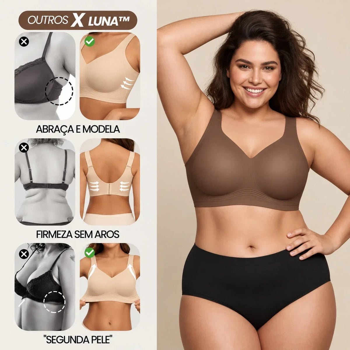 Kit 3 Sutiãs Luna Comfort™ - Sutiã com Efeito Invisível e Zero Marcas — Videtare