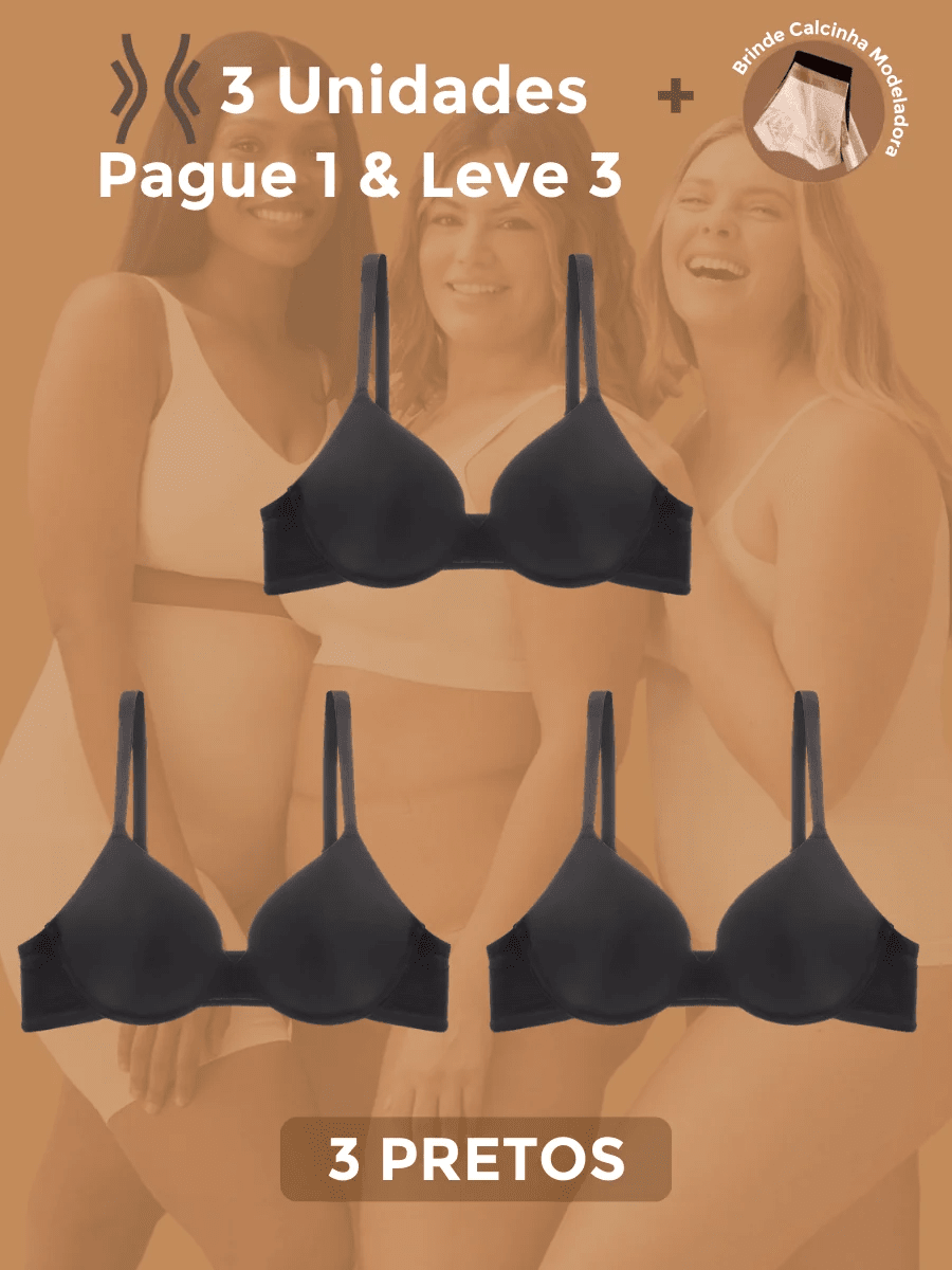 Sutiã de Sustentação Allure -[Pague 1 & Leve 3] + Brinde Calcinha Modeladora Sutiã Sustentação MRL-025 Miralleve 