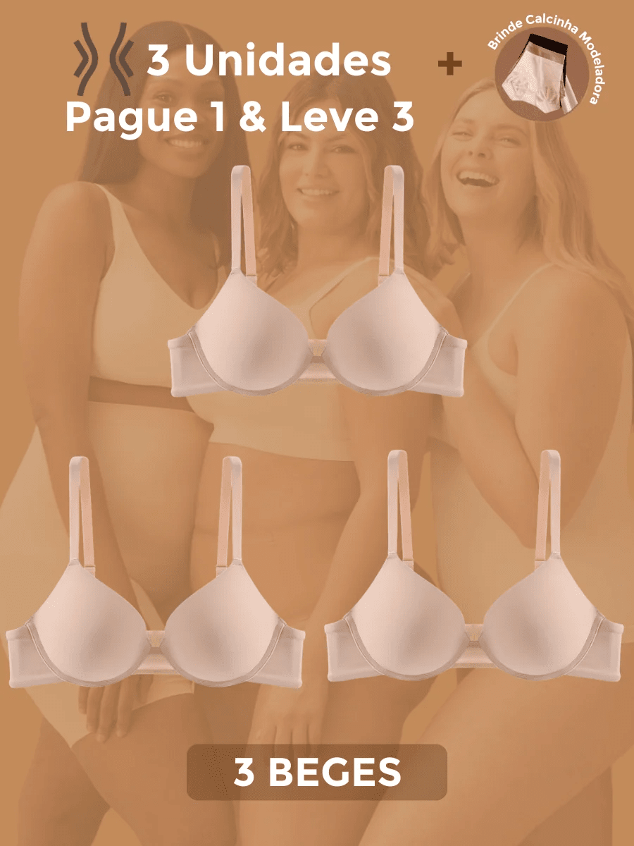 Sutiã de Sustentação Allure -[Pague 1 & Leve 3] + Brinde Calcinha Modeladora Sutiã Sustentação MRL-025 Miralleve 