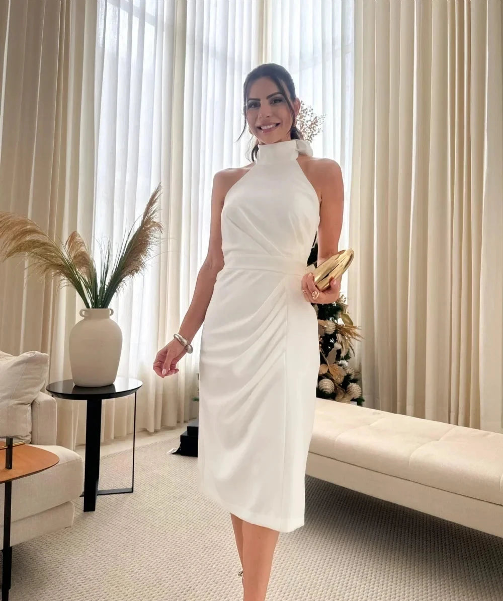 Vestido Sara - Elegante e Sofisticado Vestido Sara MRL-144 Miralleve Branco PP 